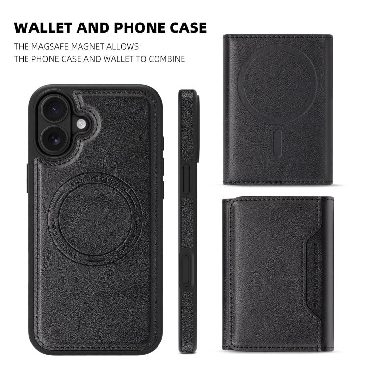 For iPhone 16 Shield Multi-functional MagSafe Card Bag Phone Case(Black) - iPhone 16 Cases by buy2fix | Online Shopping UK | buy2fix