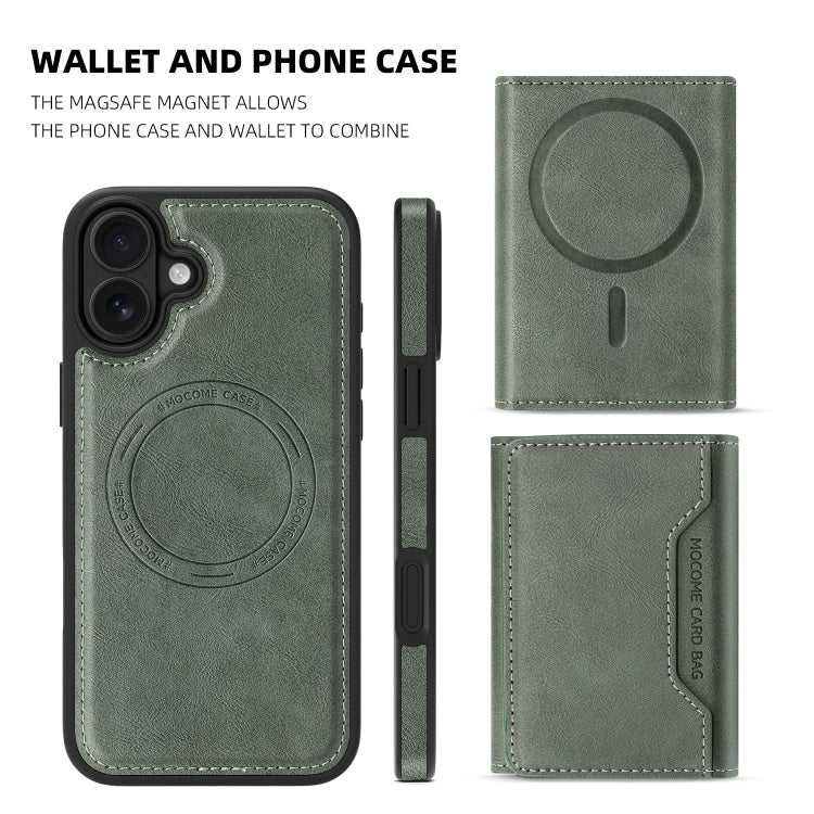 For iPhone 16 Shield Multi-functional MagSafe Card Bag Phone Case(Green) - iPhone 16 Cases by buy2fix | Online Shopping UK | buy2fix