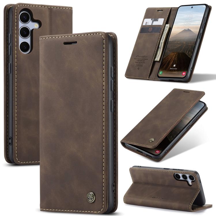 For Samsung Galaxy S25 5G CaseMe 013 Multifunctional Horizontal Flip Leather Phone Case(Coffee) - Galaxy S25 5G Cases by CaseMe | Online Shopping UK | buy2fix