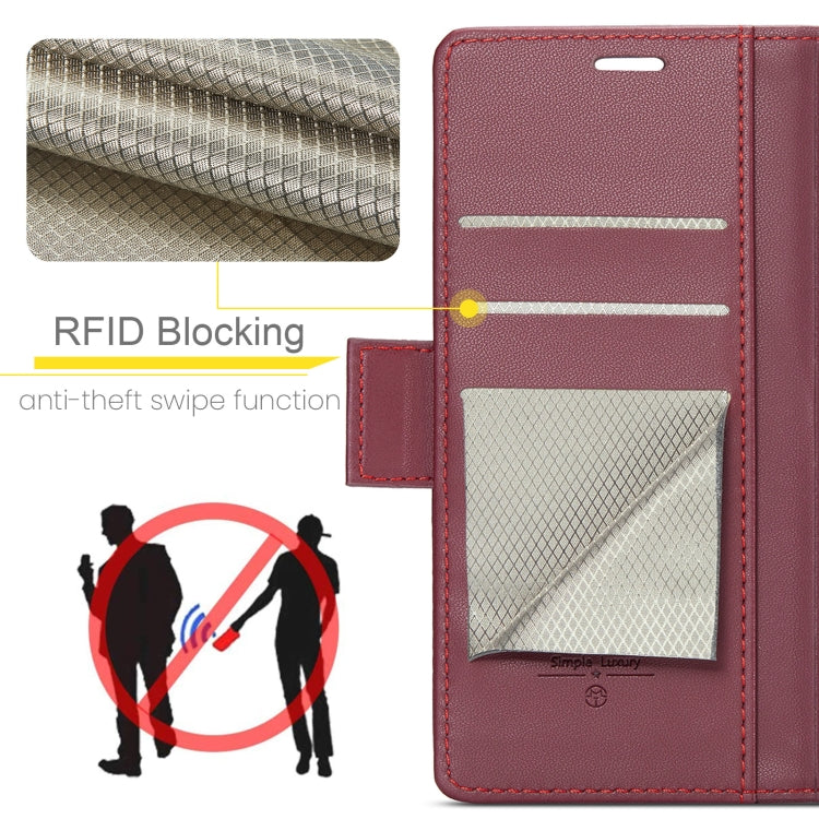 For Redmi Note 14 5G CaseMe 023 Butterfly Buckle Litchi Texture RFID Anti-theft Leather Phone Case(Red) - Note 14 Cases by CaseMe | Online Shopping UK | buy2fix