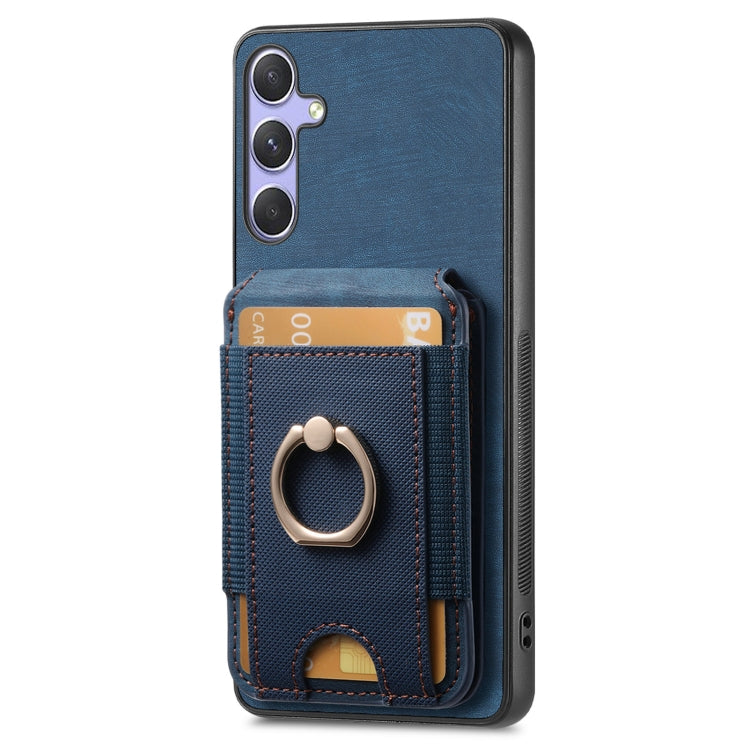 For Samsung Galaxy S25 5G Retro Splitable Magnetic Stand Card Bag Leather Phone Case(Blue) - Galaxy S25 5G Cases by buy2fix | Online Shopping UK | buy2fix