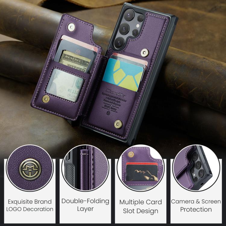 For Samsung Galaxy S25 Ultra 5G CaseMe C22 Card Slots Holder RFID Anti-theft Phone Case(Purple) - Galaxy S25 Ultra 5G Cases by CaseMe | Online Shopping UK | buy2fix