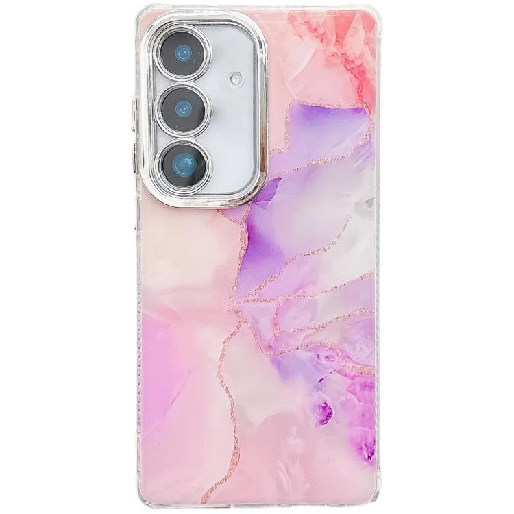 For Samsung Galaxy S25 5G Electroplated Marble Texture Phone Case(Pink Purple M4) - Galaxy S25 5G Cases by buy2fix | Online Shopping UK | buy2fix