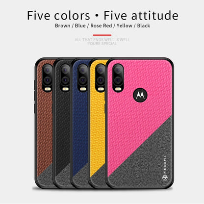 PINWUYO Hong Series Anti-fall TPU+ Chemical Fiber Cloth Protective Cover for Moto P40/One Vision(Brown) - Motorola Cases by PINWUYO | Online Shopping UK | buy2fix