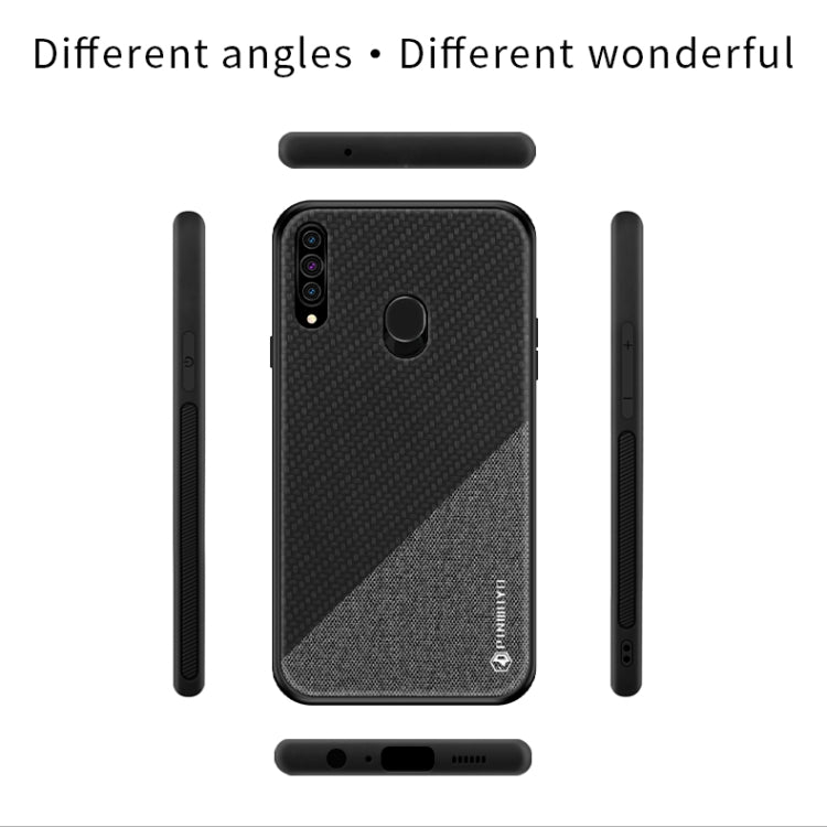 For Galaxy A20S PINWUYO Rong Series  Shockproof PC + TPU+ Chemical Fiber Cloth Protective Cover(Black) - Galaxy Phone Cases by PINWUYO | Online Shopping UK | buy2fix