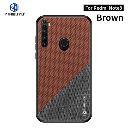 For Xiaomi RedMi Note 8 PINWUYO Rong Series  Shockproof PC + TPU+ Chemical Fiber Cloth Protective Cover(Brown) - Xiaomi Cases by buy2fix | Online Shopping UK | buy2fix