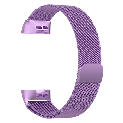 Stainless Steel Magnet Watch Band for FITBIT Charge 4 / 3, Large Size: 210x18mm(Light Purple) - Watch Bands by buy2fix | Online Shopping UK | buy2fix