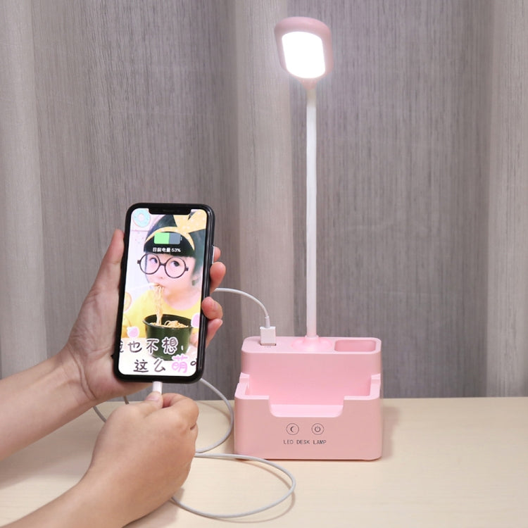 Student USB Charging Bedroom Touch LED Eye Protection Multifunctional Creative Desk Lamp, Style:With Fan(Pink) - Desk Lamps by buy2fix | Online Shopping UK | buy2fix