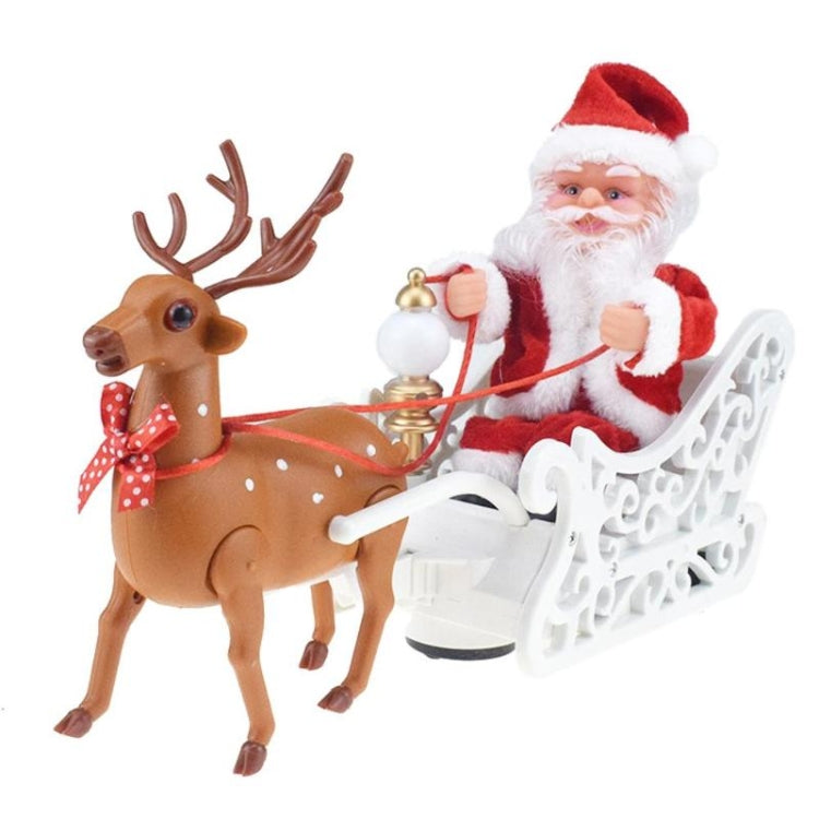 Novelty Creative Elk Sled Santa Claus Doll With Music Electric Universal Car Toy Christmas Gift - Music Toys by buy2fix | Online Shopping UK | buy2fix