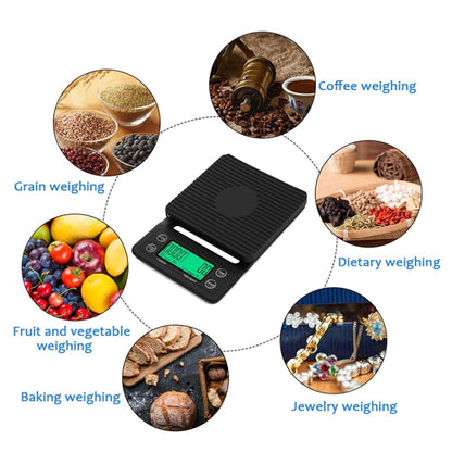 Hand Punch Coffee Scales Timing Electronic Timer Scale Kitchen Scales, Model:3kg/0.1g(Black) - Kitchen Scales by buy2fix | Online Shopping UK | buy2fix