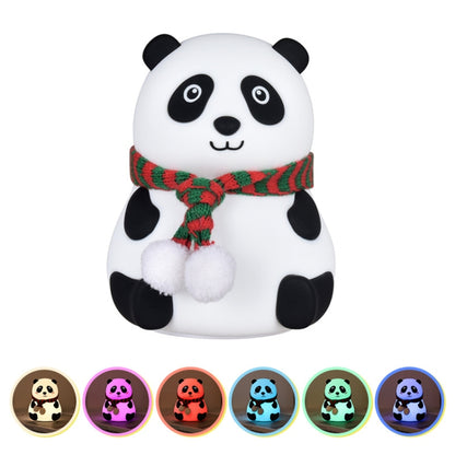 Cute Panda Night Light USB Charging Touch Control Colorful Silicone Bedside Lamp(Big Eyes) - Night Lights by buy2fix | Online Shopping UK | buy2fix