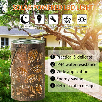 Outdoor Solar Wrought Iron Projection Lamp Hollow Wall Hanging Portable Garden Decorative Lamp, Style:Leaves - Solar Lights by buy2fix | Online Shopping UK | buy2fix