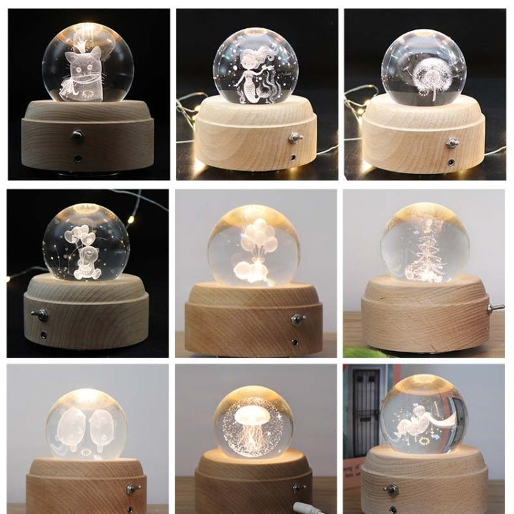 Girl Bedside Lamp Crystal Ball Wooden Base Music Box Charging Glow Rotating Night Light, Random Music(Double Pig) - Novelty Lighting by buy2fix | Online Shopping UK | buy2fix