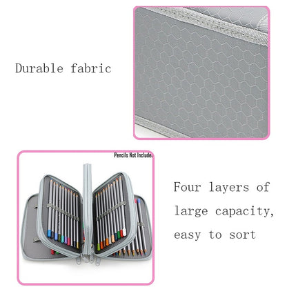 Solid Color Square Four-Layer Pencil Case Sketch Colorful Pencil Case With 72 Holes(Gray) - File Folder by buy2fix | Online Shopping UK | buy2fix