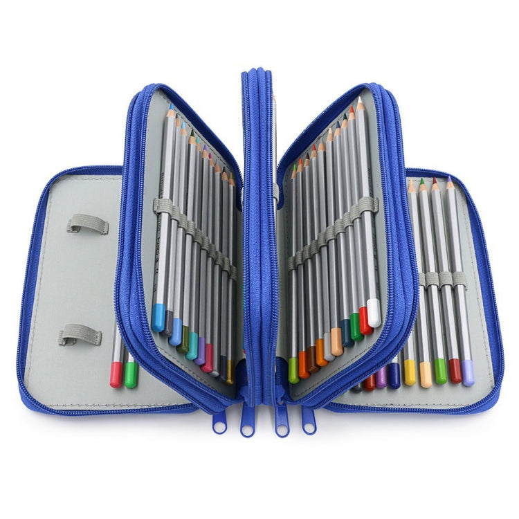 Solid Color Square Four-Layer Pencil Case Sketch Colorful Pencil Case With 72 Holes(Blue) - File Folder by buy2fix | Online Shopping UK | buy2fix