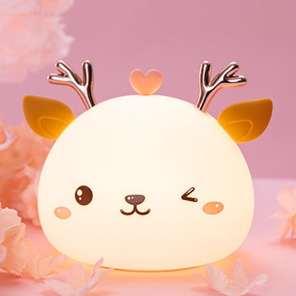 Cute Deer Silicone Pat Light Bedroom Colorful Night Light - Night Lights by buy2fix | Online Shopping UK | buy2fix