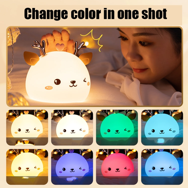 Cute Deer Silicone Pat Light Bedroom Colorful Night Light - Night Lights by buy2fix | Online Shopping UK | buy2fix