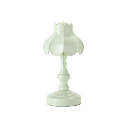 Retro Charging Table Lamp Bedroom Bed LED Eye Protection Light(LD05 Lotus Light Green) - Bedside Light by buy2fix | Online Shopping UK | buy2fix