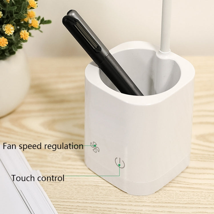 WS-8010 LED Fan Desk Lamp Bedside Desk USB Folding Desk Lamp, Colour: Pen Holder White Fan Blade - Desk Lamps by buy2fix | Online Shopping UK | buy2fix