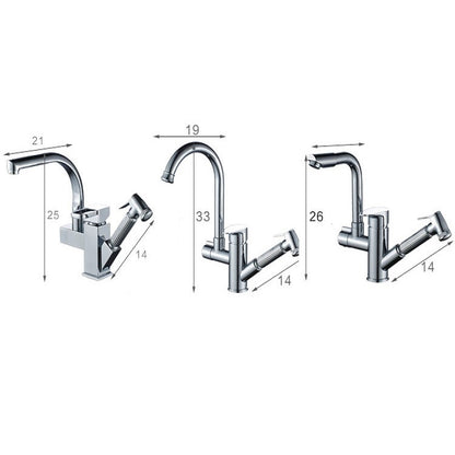 Kitchen Pull-Out Double Faucet Water Table Hot And Cold Water Faucet, Specification: Cube Spray Pull - Faucets & Accessories by buy2fix | Online Shopping UK | buy2fix