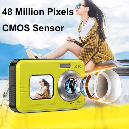 WDC901 3.5m Waterproof 48MP HD Dual Screen Outdoor Sports Digital Camera US Plug(Yellow) - Children Cameras by buy2fix | Online Shopping UK | buy2fix