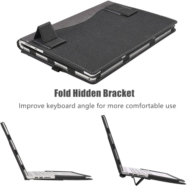 For Samsung Galaxy Book 3 360 15.6 inch Leather Laptop Anti-Fall Protective Case With Stand(Black) - 15 inch by buy2fix | Online Shopping UK | buy2fix