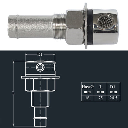 Fuel Breather Vent Straight 316 Stainless Steel  Boat Cabin Oiling Fueling Oil Port Vent Accessories - Marine Accessories & Parts by buy2fix | Online Shopping UK | buy2fix