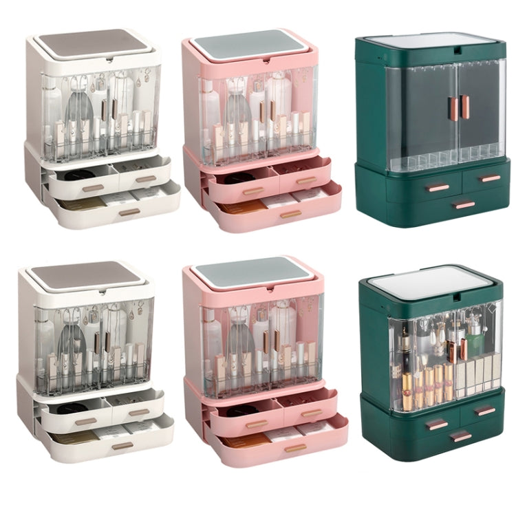 Dust-Proof Drawer Type Cosmetic Storage Box Household Large-Capacity Desktop Lipstick Storage Box, Colour: LED Upgrade Model Green - Storage Boxes by buy2fix | Online Shopping UK | buy2fix