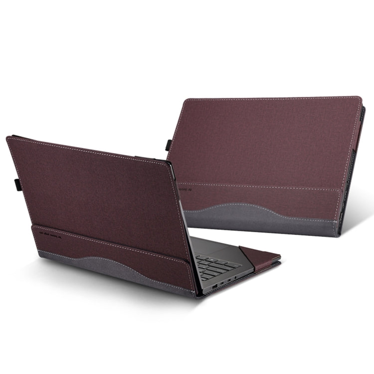 For Samsung Galaxy Book Flex 2020 13.3 Inch Leather Laptop Anti-Fall Protective Case With Stand(Wine Red) - 13.3 inch by buy2fix | Online Shopping UK | buy2fix