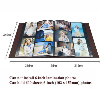 6 Inch 600 Sheets Leather Cover Photo Album Family Photo Album Storage Book(Black) - Photo Albums & Photo Frames by buy2fix | Online Shopping UK | buy2fix