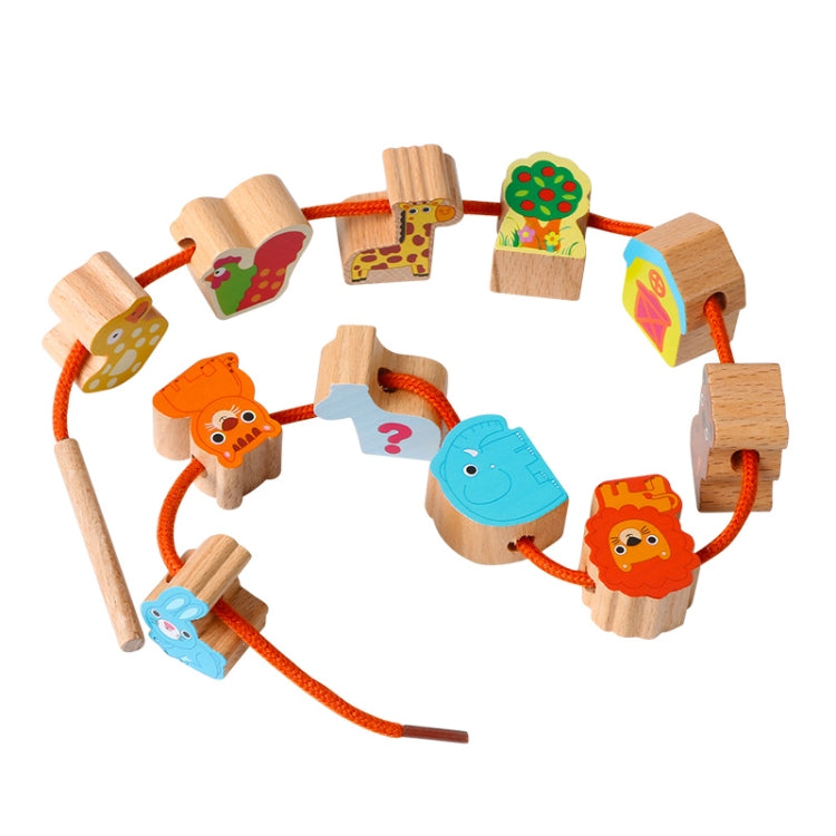 Wooden Toys Baby DIY Toy Cartoon Fruit Animal Stringing Threading Wooden Beads Toy(Sea Animal) - Early Education Toys by buy2fix | Online Shopping UK | buy2fix