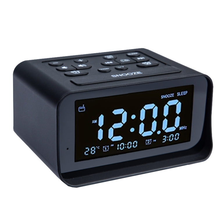 LED Digital Bedroom Alarm Clock With USB Charging Port Clock Radio Temperature Electronic Platform Clock, Specification: EU Plug(Black) - Alarm Clocks by buy2fix | Online Shopping UK | buy2fix