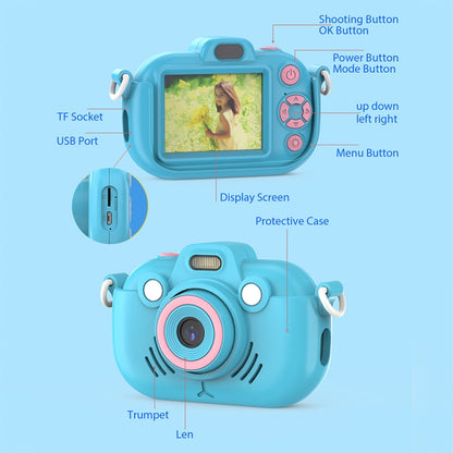 DC502 2.4-Inch 16X Zoom 2.7K Video Recording Children Digital Camera, Color: Blue + 32G(AU Plug) - Children Cameras by buy2fix | Online Shopping UK | buy2fix