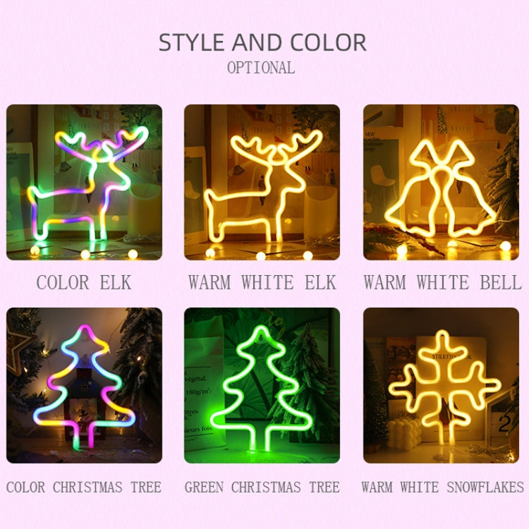 Christmas Decoration Neon Lights Wall-Mounted Ornaments, Spec: Elk-Warm Light - Christmas Decoration Lamps by buy2fix | Online Shopping UK | buy2fix