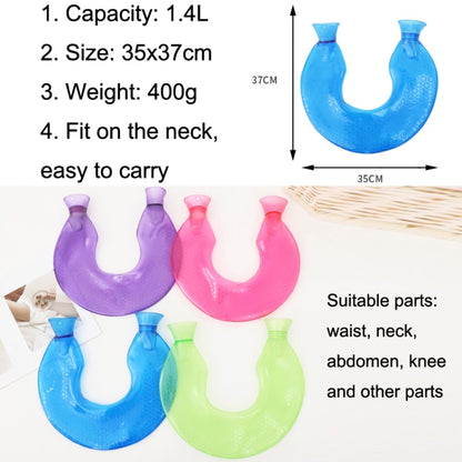 U-shaped PVC Hot Compress Shoulder And Neck Explosion-proof Water Injection Hot Water Bag(Blue + Cyan Knitted) - Hot Water Bags by buy2fix | Online Shopping UK | buy2fix