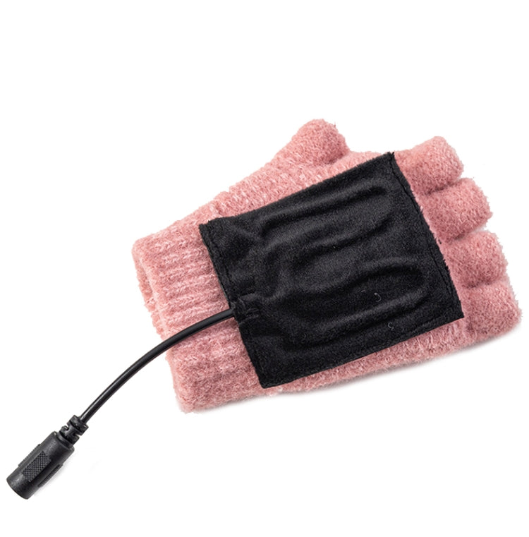 Winter Office USB Heating Warm Half Finger with Cover Gloves Heated Pad, Size: Free Size(Pink) - Safety Gloves by buy2fix | Online Shopping UK | buy2fix