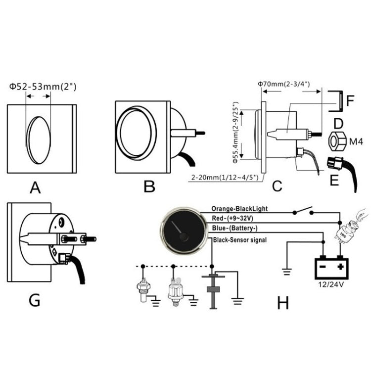 PMM2 DN52mm 12/24V 0-190Ohm Marine Balance Table Lift Table(BN) - Marine Accessories & Parts by buy2fix | Online Shopping UK | buy2fix