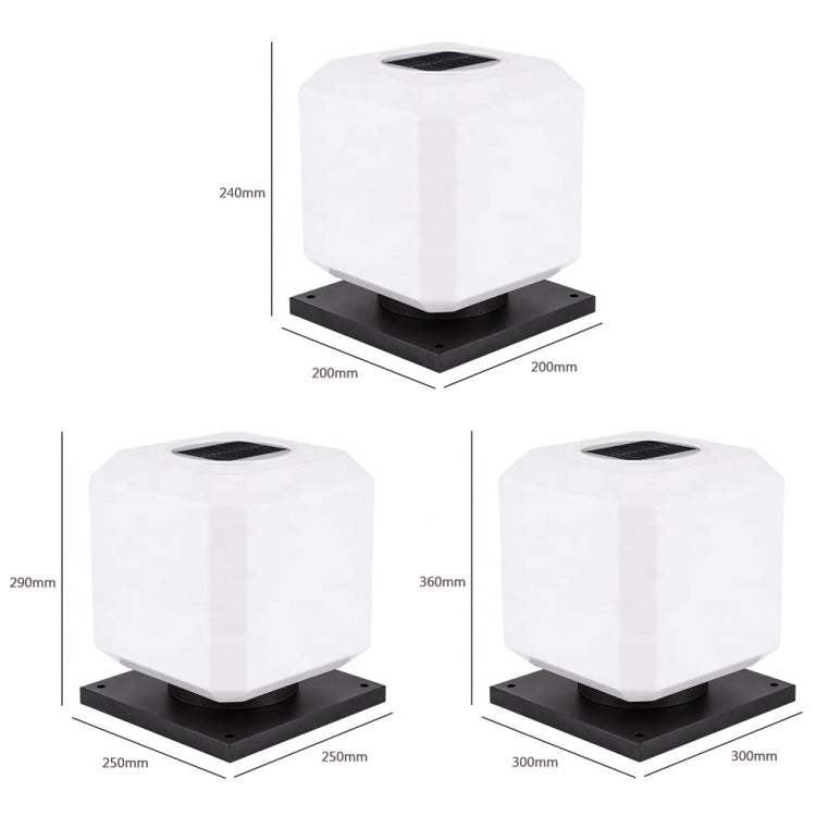 003 Solar Square Outdoor Post Light LED Waterproof Wall Lights, Size: 20cm (White Light) - Solar Lights by buy2fix | Online Shopping UK | buy2fix