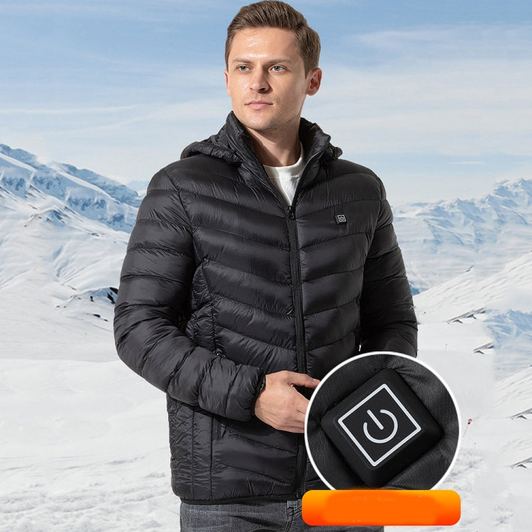 11 Zone Double Control Black USB Winter Electric Heated Jacket Warm Thermal Jacket, Size: S - Down Jackets by buy2fix | Online Shopping UK | buy2fix