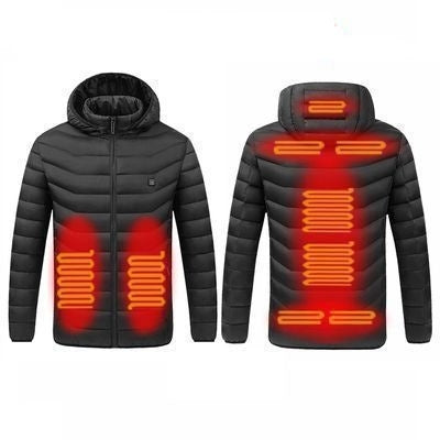 9 Zone Black USB Winter Electric Heated Jacket Warm Thermal Jacket, Size: XXXXL - Down Jackets by buy2fix | Online Shopping UK | buy2fix