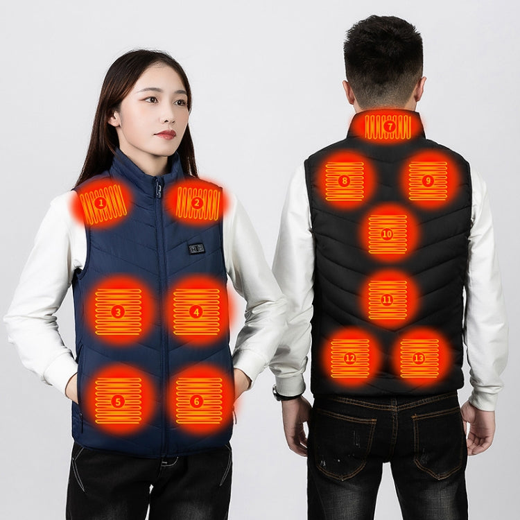 13  Area Double Control Black USB Electric Heating Undershirt Intelligent Warm Vest(XL) - Down Jackets by buy2fix | Online Shopping UK | buy2fix