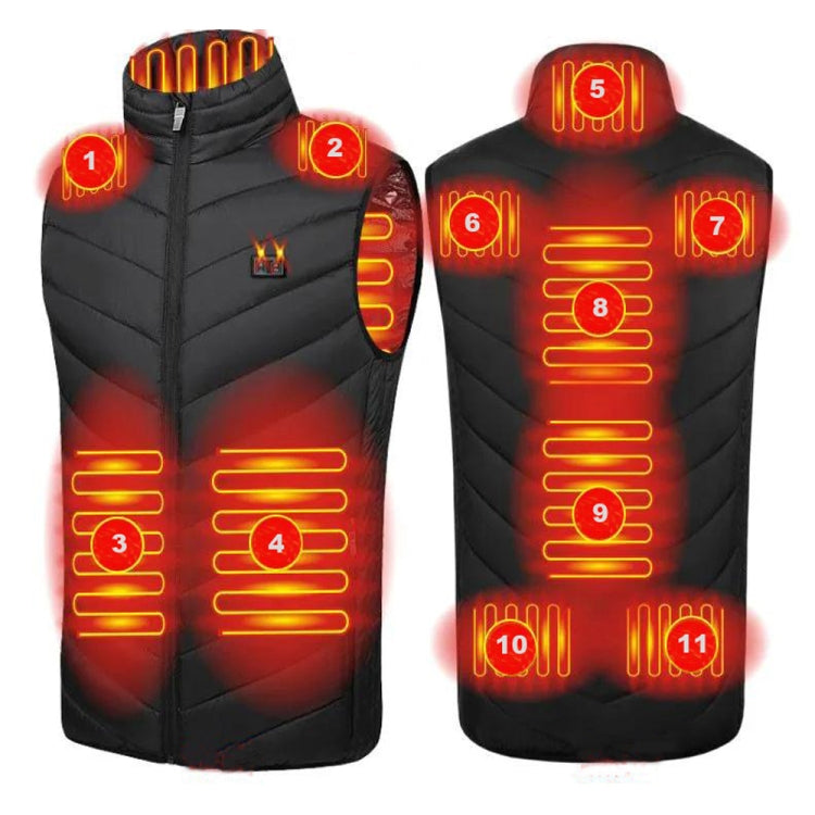 11 Area Double Control Black USB Electric Heating Undershirt Intelligent Warm Vest(L) - Down Jackets by buy2fix | Online Shopping UK | buy2fix