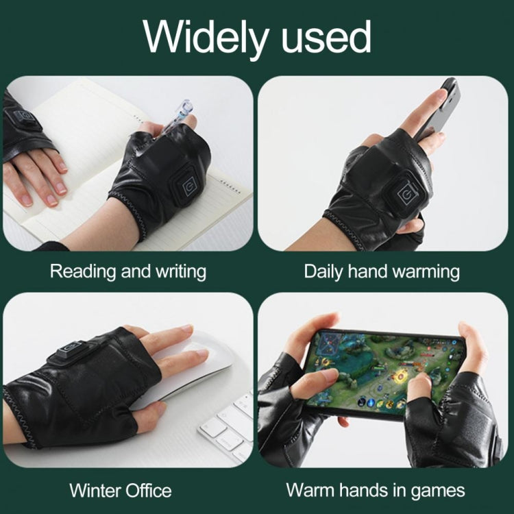 1 Pair Adjustable Temperature Rechargeable Intelligent Electric Heating Gloves Half Finger Gloves, Size: S(Black) - Safety Gloves by buy2fix | Online Shopping UK | buy2fix