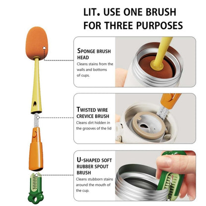 Long Handle Household Multifunctional Cup Washing Brush Carrot Shape 3 In 1 Cleaning Brush(Yellow) - Cleaning Tools by buy2fix | Online Shopping UK | buy2fix