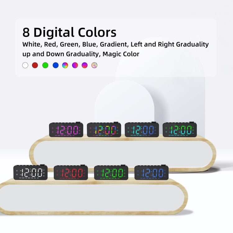 RGB Color Changing LED Digital Alarm Clock with FM Radio Built-in 8 Natural Music(White) - Alarm Clocks by buy2fix | Online Shopping UK | buy2fix