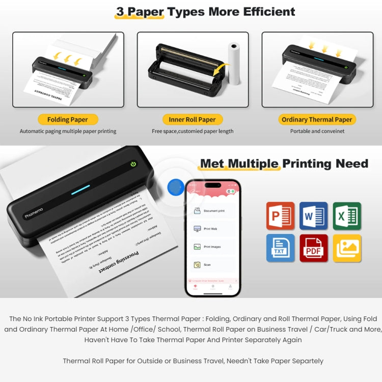 Phomemo M832 300dpi Wireless Thermal Portable Printer, Size: A4 Version(Purple) - Printer by Phomemo | Online Shopping UK | buy2fix