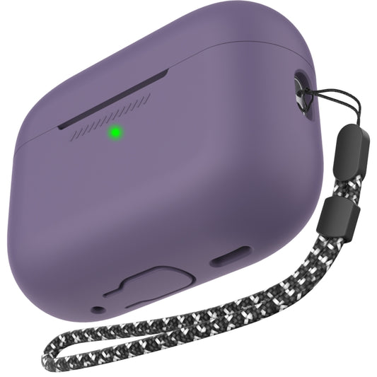 For AirPods Pro 2 AhaStyle PT187 Silicone One-Piece Protective Case With Lanyard Case(Dark Purple) - For AirPods Pro 2 by AhaStyle | Online Shopping UK | buy2fix