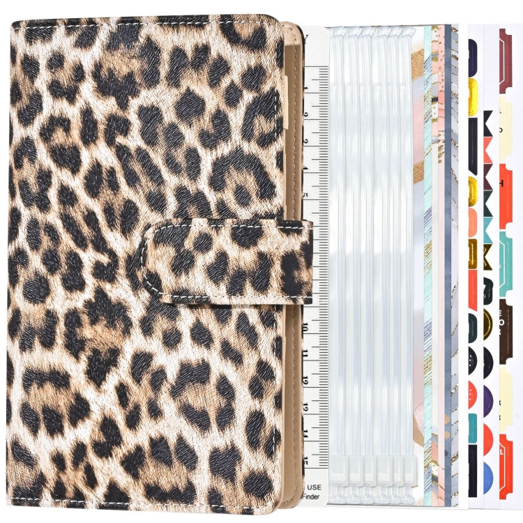 A6 Leopard Print Cash Budget Notebook  Loose Leaf Financial Management Notepad(Beige Brown) - Notebooks by buy2fix | Online Shopping UK | buy2fix