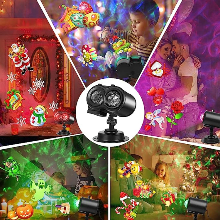 12 Cards US Plug Color Card Pattern 9W Christmas Projection Light Remote Control Snow Light - Christmas Decoration Lamps by buy2fix | Online Shopping UK | buy2fix