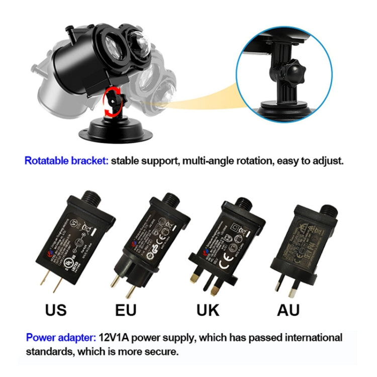 12 Cards US Plug Not Easy To Fade Card Pattern 9W Double Cylinder Water Pattern Christmas Projection Light - Christmas Decoration Lamps by buy2fix | Online Shopping UK | buy2fix